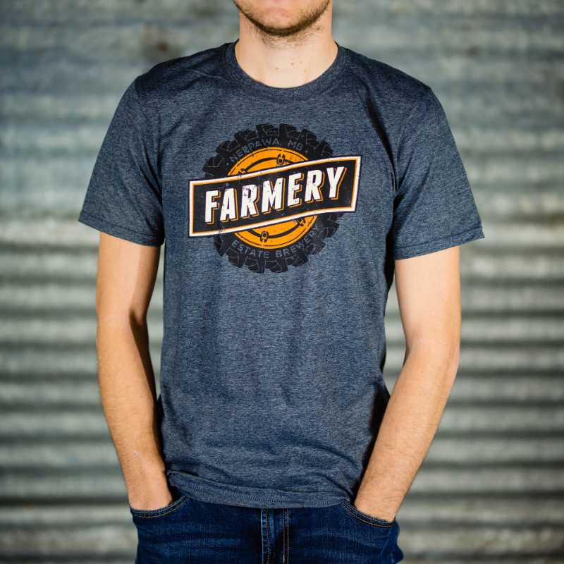 T-Shirt - Dark Heather w/Tire - G - Farmery Estate Brewing Company Inc.-T-Shirts