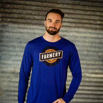 Unisex Navy Triblend Long Sleeve - Farmery Estate Brewing Company Inc.-Long Sleeve Shirts